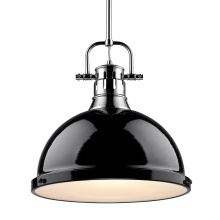 Golden Canada 3604-L CH-BK - Yep by Golden Lighting Duncan 1-light 14in Rod Hung Pendant in Chrome and Black shade